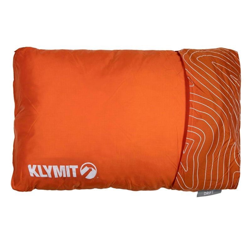 Klymit Drift Camping Pillow, Shredded Memory Foam Travel Pillow with Reversible Cover for Outdoor Use, Orange, Regular - Image 1